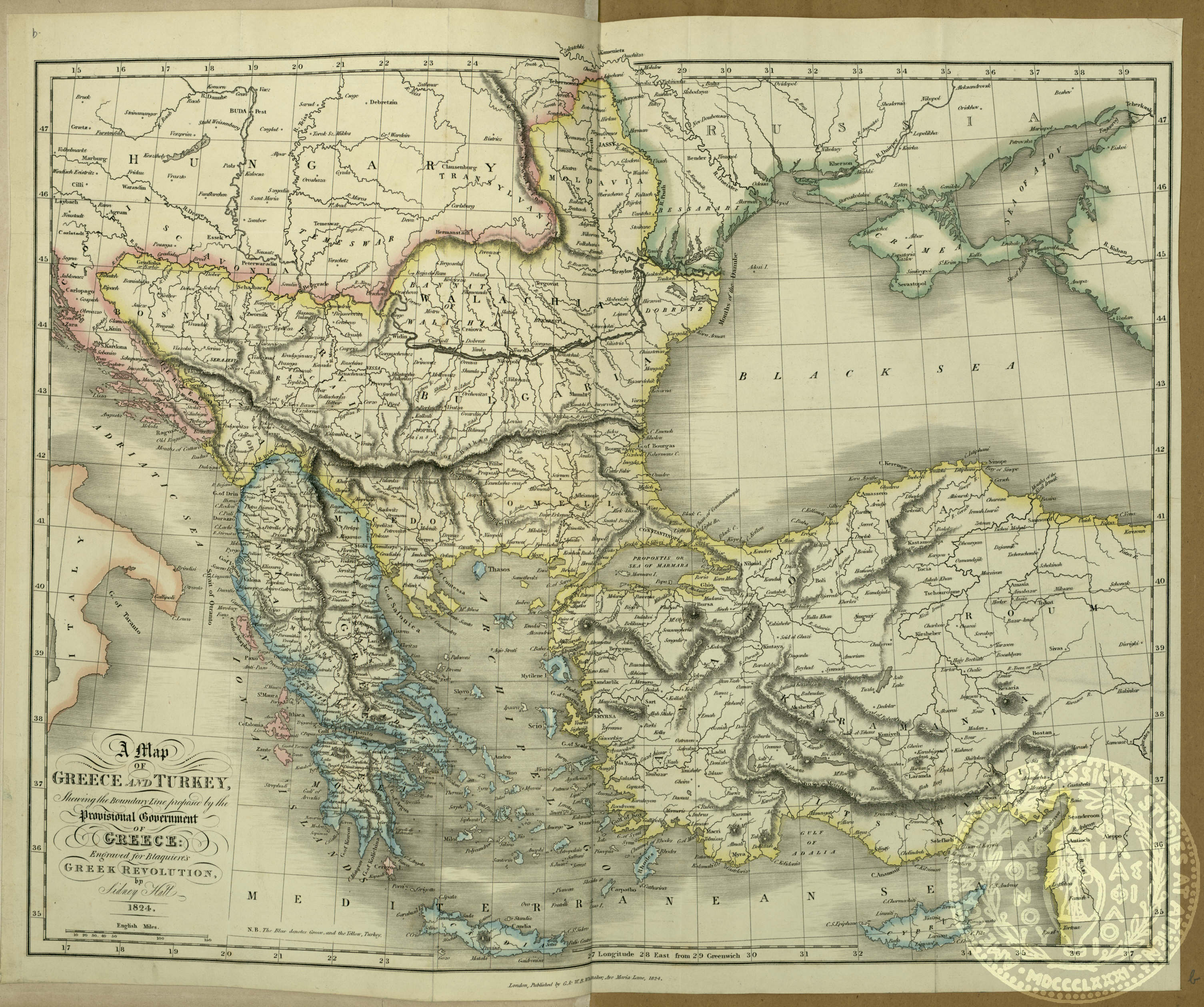 A map of Greece and Turkey, shewing the boundary line proposed by the Provisional Government of Greece.